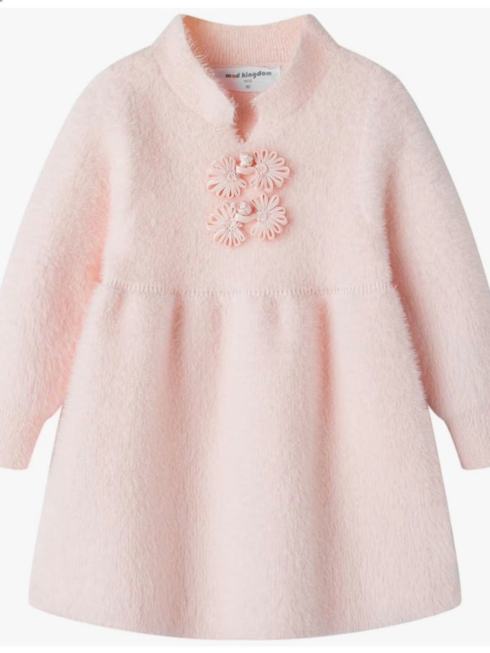NWOT Mud Kingdom Soft Pink Fuzzy Flower Girls Dress